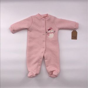 Chick Pea: Quilted Pink Snowman Footed Sleeper